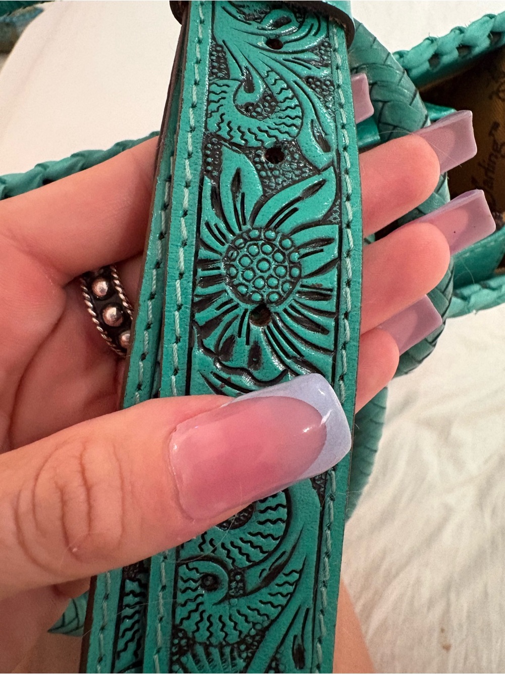 American Darling Turquoise Hand Tooled Leather Conceal Carry bag - Picture 6 of 12